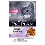 PURINA PRO PLAN DELICATE NUTRISAVOUR cu Curcan, hrana umeda pentru pisici, 85 g
